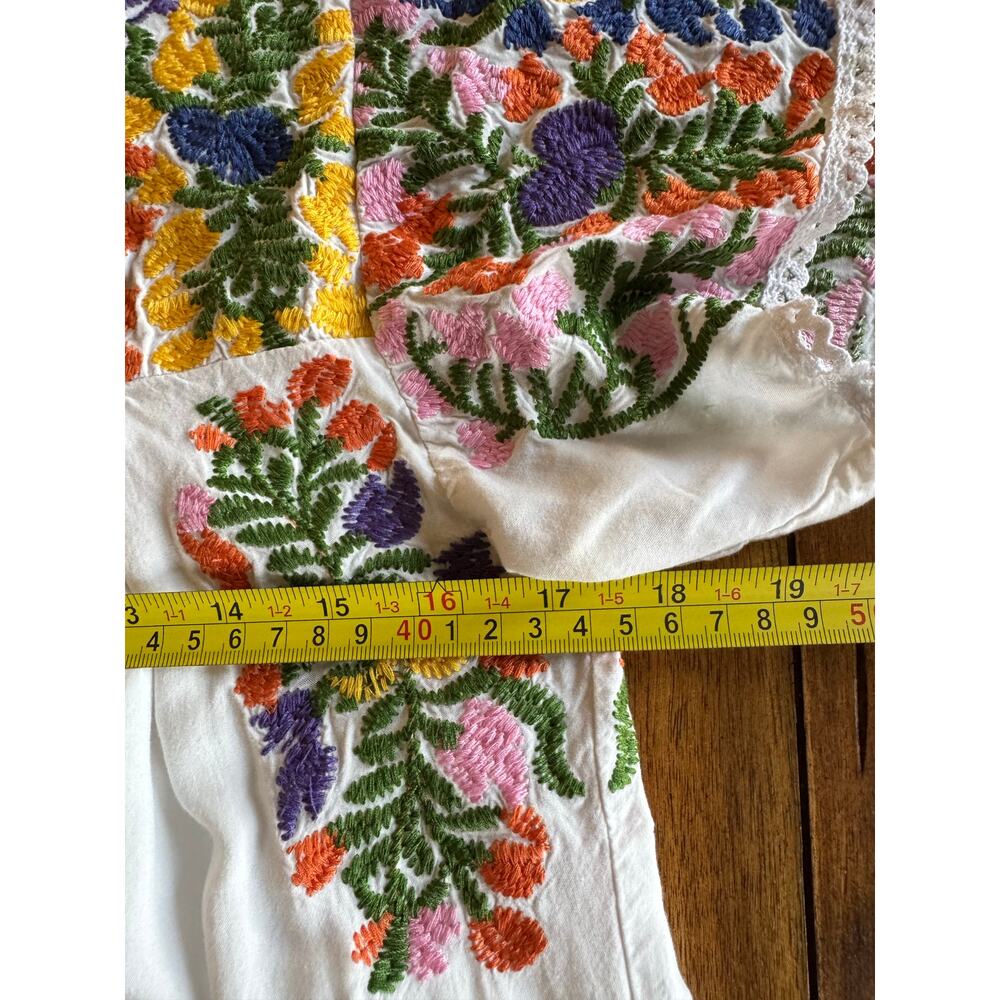 Buddy Basics Embroidered Floral Boho Dress White Puebla Style Small - Picture 7 of 12